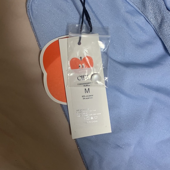 Cider Baby Blue Sparkle Disco Halter Crop Top - Picture 3 of 3